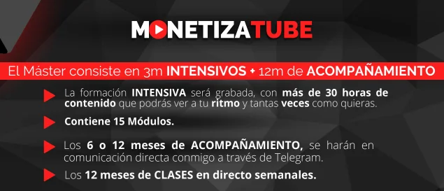 Master Monetizatube de Mari Fuentes sobre canales automatizados en YouTube