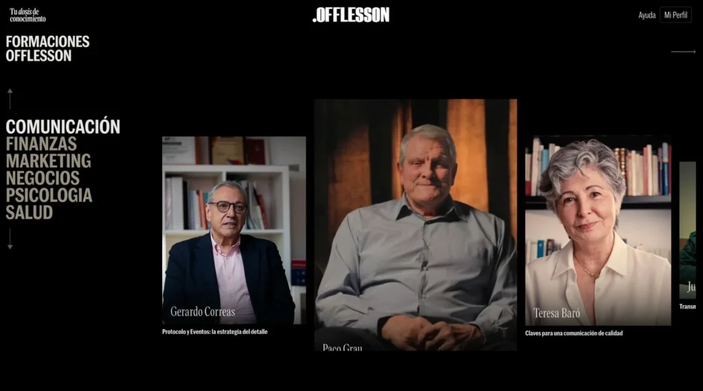 Gerardo Correas, Paco Grau y Teresa Baró como parte de los expertos en OffLesson