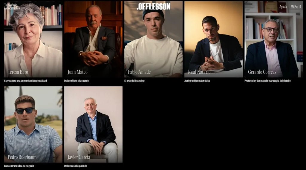 Silvia Congost, Yaiza Canosa, José Elías, Pedro Buerbaum y Daniela Goicoechea en el catálogo OffLesson