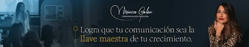 Banner de Mónica Galán sobre comunicación eficaz y Método BRAVO